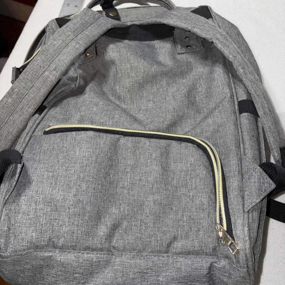 AFBP Grey Diaper Bag Breast Pump Insulated Backpack Pockets Multi-Function